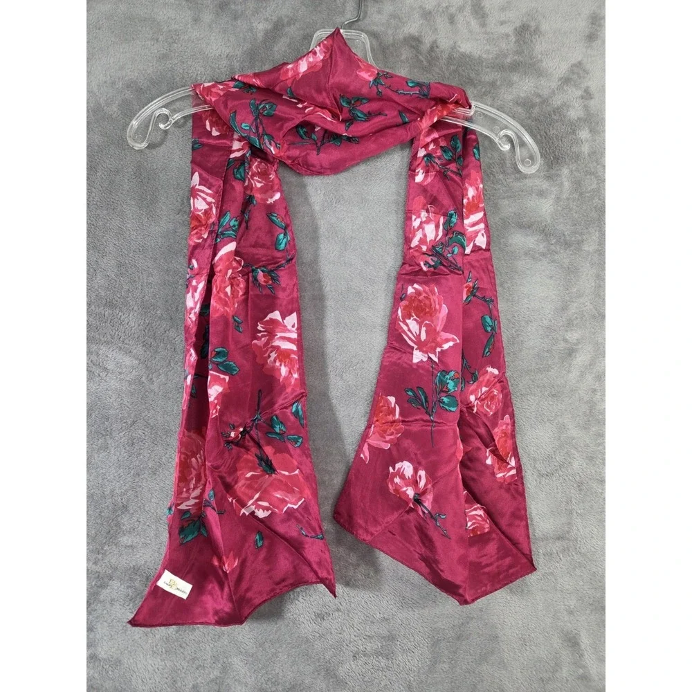 Vintage Baar Beards Silk Scarf Gorgeous 52 inch Red Floral